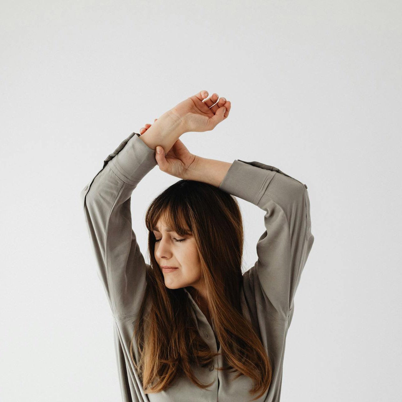 tired woman stretching