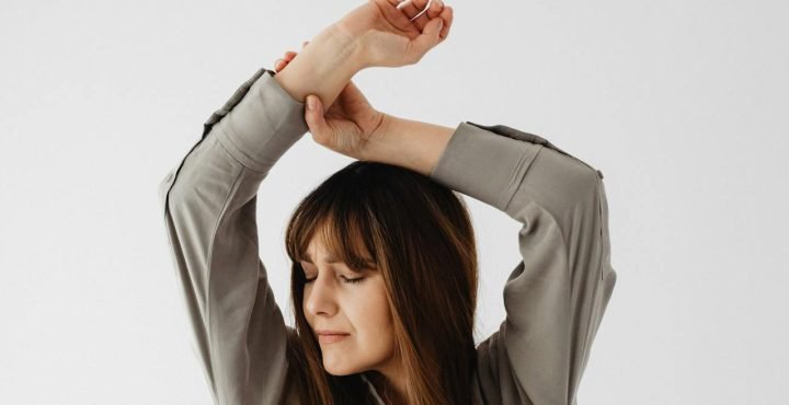 tired woman stretching